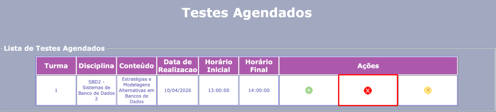 detalhe teste escolhido